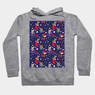 Christmas Chis! Christmas chihuahuas print in navy blue Hoodie